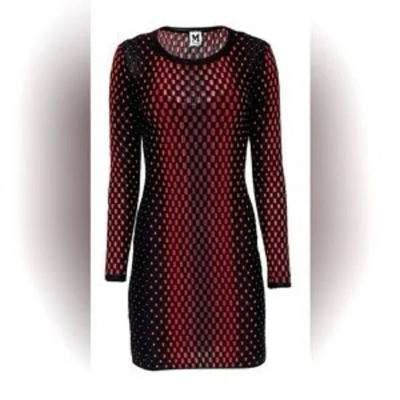 M Missoni Black Red Ombre Pattern Knit Long Sleeve Sheath Dress Size M - Picture 1 of 6